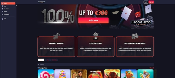 Incognito Online asino UK