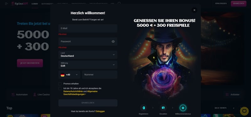 Kontoeröffnung im Online Casino ohne Pause