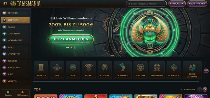 Talismania Casino für Online Spieler in Deutschland
