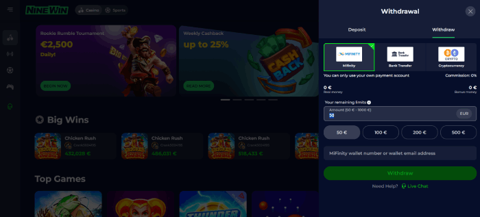 withdrawal on betting websites