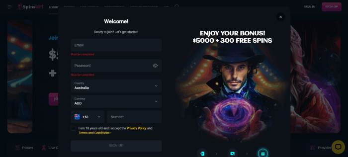 Register on the betting website