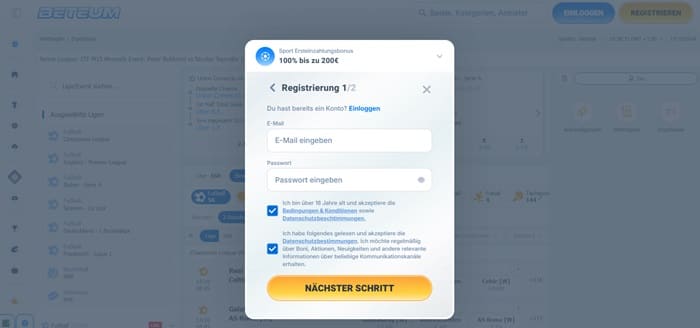 Anmeldung bei einem Online-Buchmacher ohne LUGAS