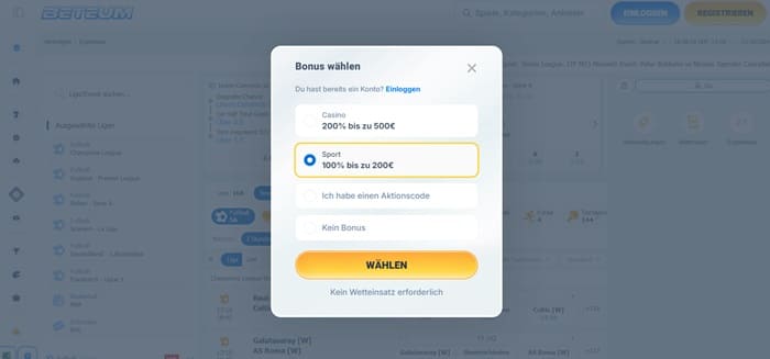 Willkommensbonus beim Online Buchmacher ohne LUGAS