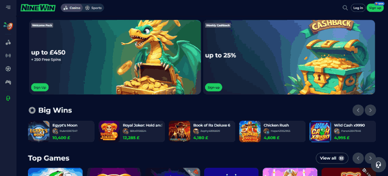 NineWin: Best Paying UK Casino